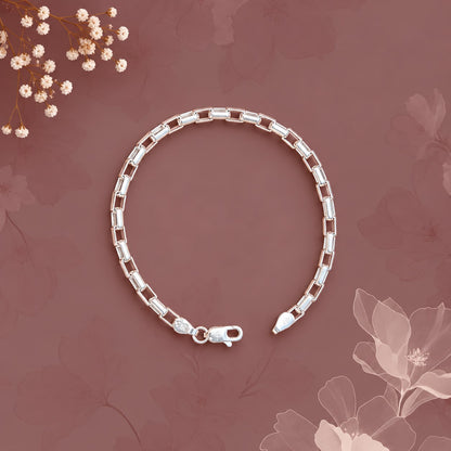 Silver Rectangular Link Bracelet